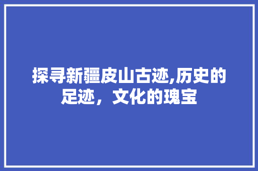 探寻新疆皮山古迹,历史的足迹，文化的瑰宝