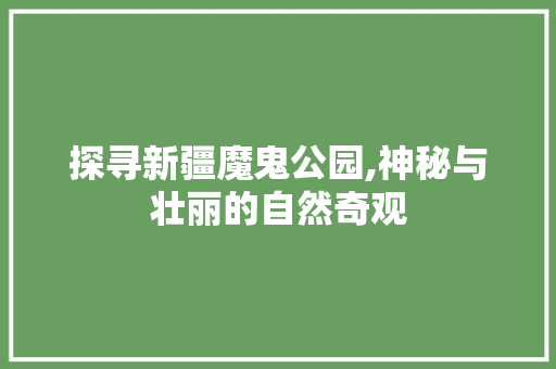 探寻新疆魔鬼公园,神秘与壮丽的自然奇观