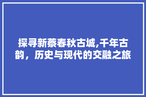 探寻新蔡春秋古城,千年古韵，历史与现代的交融之旅