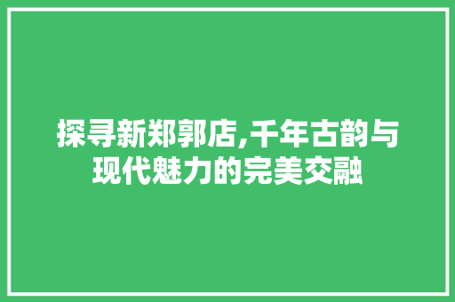 探寻新郑郭店,千年古韵与现代魅力的完美交融