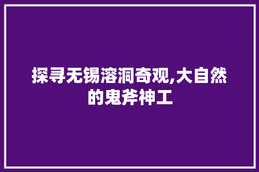 探寻无锡溶洞奇观,大自然的鬼斧神工