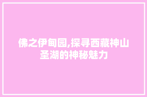 佛之伊甸园,探寻西藏神山圣湖的神秘魅力