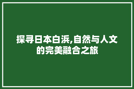 探寻日本白浜,自然与人文的完美融合之旅