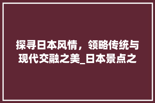 探寻日本风情，领略传统与现代交融之美_日本景点之旅