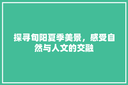 探寻旬阳夏季美景，感受自然与人文的交融