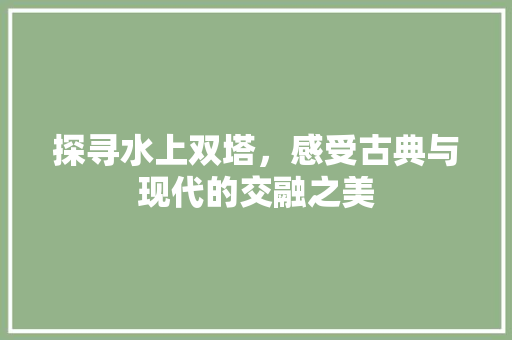 探寻水上双塔，感受古典与现代的交融之美