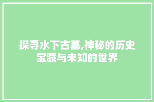 探寻水下古墓,神秘的历史宝藏与未知的世界