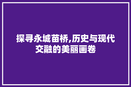 探寻永城苗桥,历史与现代交融的美丽画卷