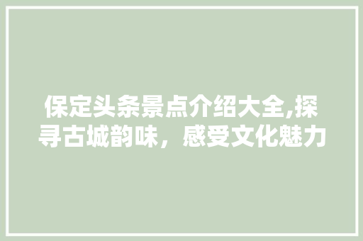 保定头条景点介绍大全,探寻古城韵味，感受文化魅力  第1张