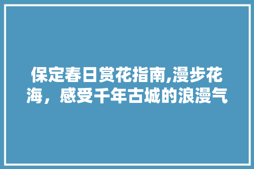 保定春日赏花指南,漫步花海，感受千年古城的浪漫气息  第1张