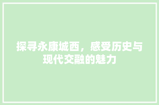 探寻永康城西，感受历史与现代交融的魅力