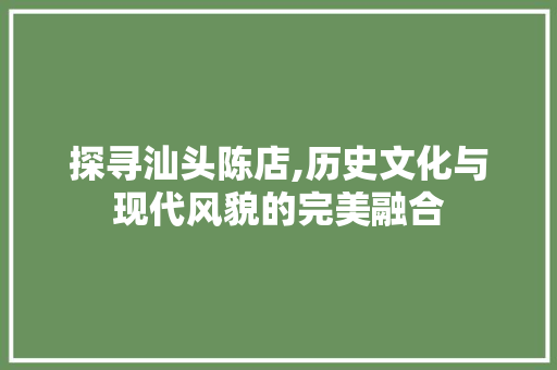 探寻汕头陈店,历史文化与现代风貌的完美融合