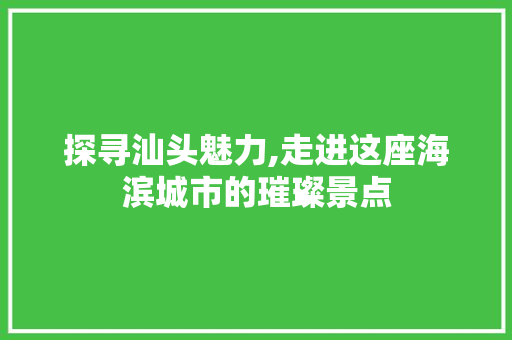 探寻汕头魅力,走进这座海滨城市的璀璨景点