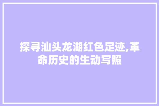 探寻汕头龙湖红色足迹,革命历史的生动写照