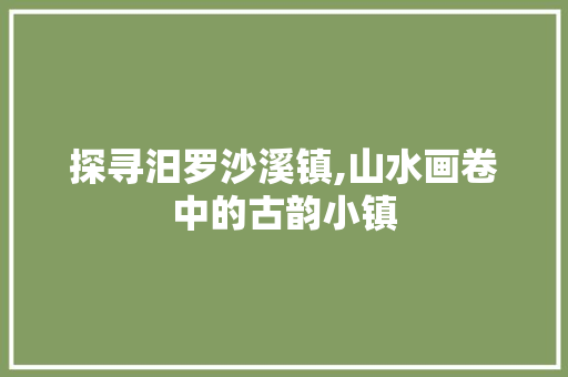 探寻汨罗沙溪镇,山水画卷中的古韵小镇