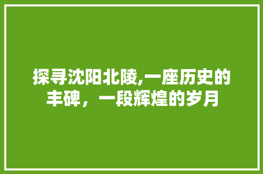 探寻沈阳北陵,一座历史的丰碑，一段辉煌的岁月