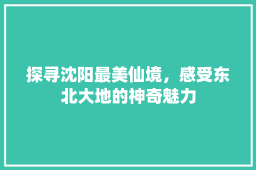 探寻沈阳最美仙境，感受东北大地的神奇魅力