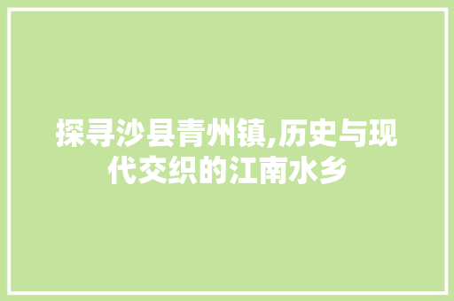 探寻沙县青州镇,历史与现代交织的江南水乡