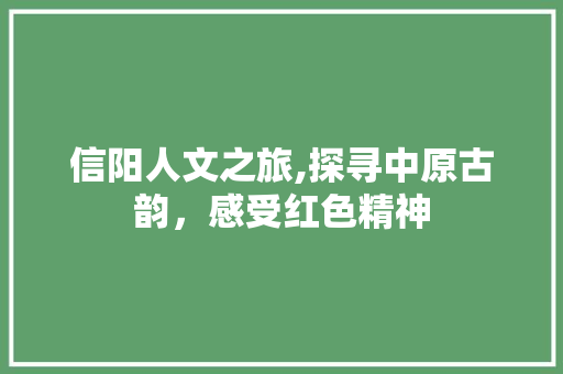 信阳人文之旅,探寻中原古韵，感受红色精神