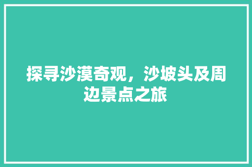 探寻沙漠奇观，沙坡头及周边景点之旅