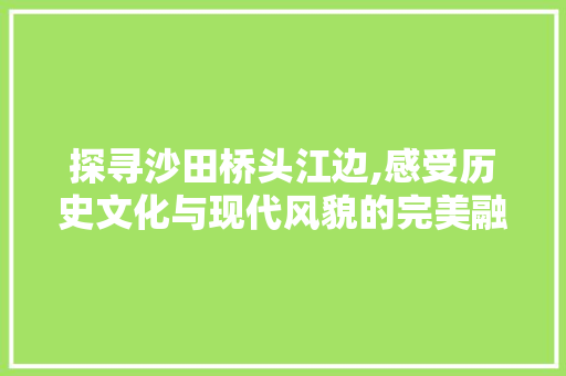 探寻沙田桥头江边,感受历史文化与现代风貌的完美融合  第1张