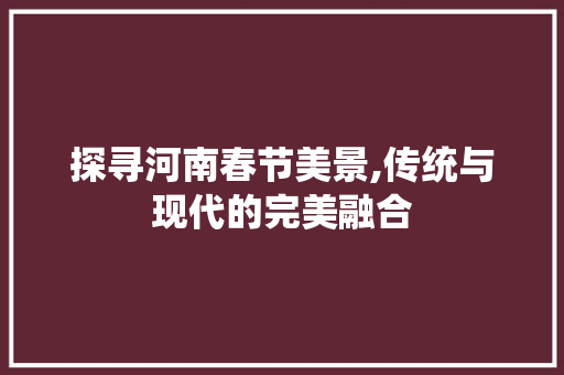 探寻河南春节美景,传统与现代的完美融合