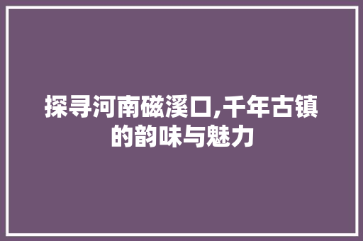 探寻河南磁溪口,千年古镇的韵味与魅力