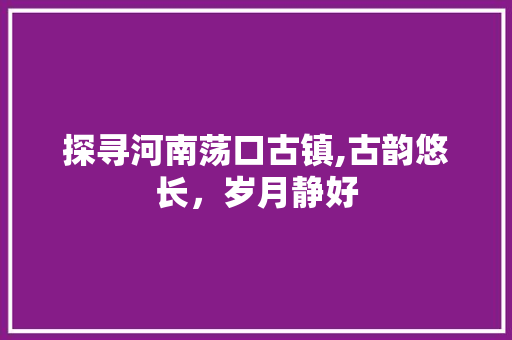 探寻河南荡口古镇,古韵悠长，岁月静好