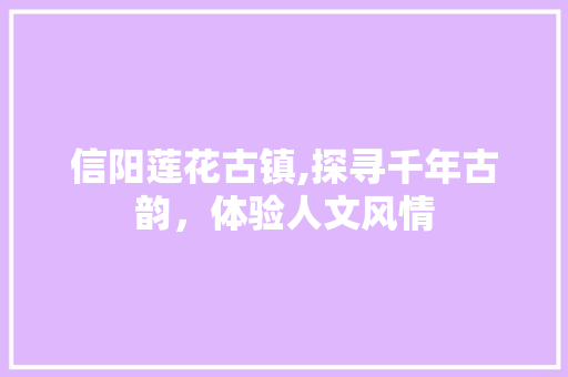 信阳莲花古镇,探寻千年古韵，体验人文风情  第1张