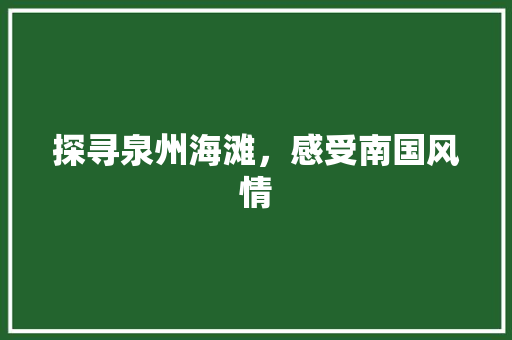 探寻泉州海滩，感受南国风情