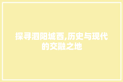 探寻泗阳城西,历史与现代的交融之地