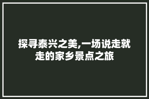 探寻泰兴之美,一场说走就走的家乡景点之旅