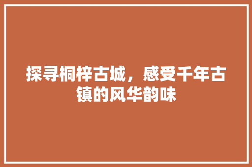 探寻桐梓古城，感受千年古镇的风华韵味