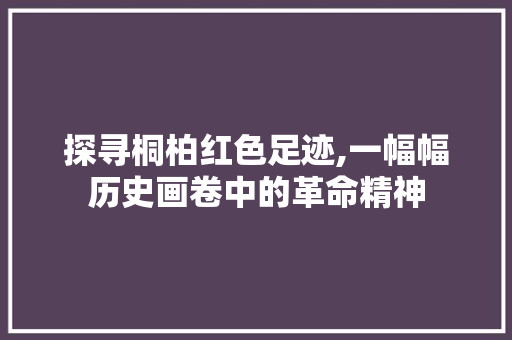 探寻桐柏红色足迹,一幅幅历史画卷中的革命精神