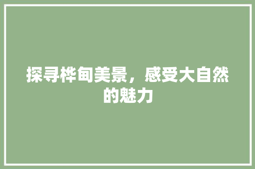 探寻桦甸美景，感受大自然的魅力