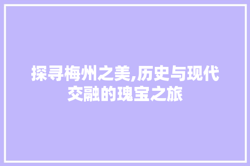 探寻梅州之美,历史与现代交融的瑰宝之旅