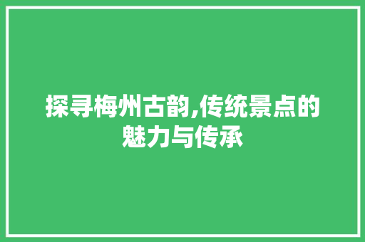 探寻梅州古韵,传统景点的魅力与传承  第1张