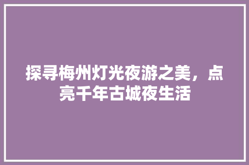 探寻梅州灯光夜游之美，点亮千年古城夜生活