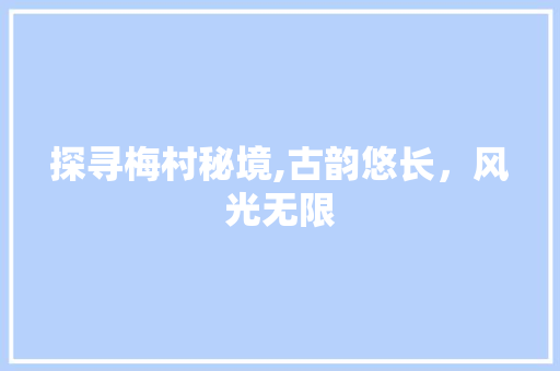 探寻梅村秘境,古韵悠长，风光无限