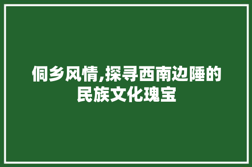 侗乡风情,探寻西南边陲的民族文化瑰宝