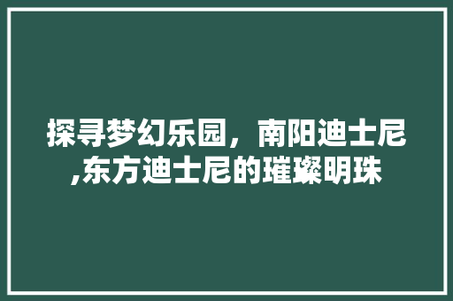 探寻梦幻乐园，南阳迪士尼,东方迪士尼的璀璨明珠