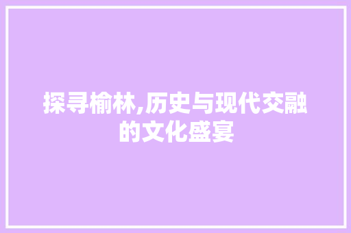 探寻榆林,历史与现代交融的文化盛宴