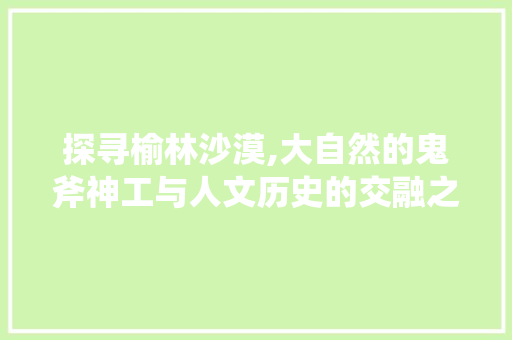 探寻榆林沙漠,大自然的鬼斧神工与人文历史的交融之旅