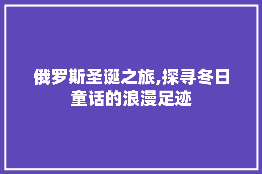 俄罗斯圣诞之旅,探寻冬日童话的浪漫足迹