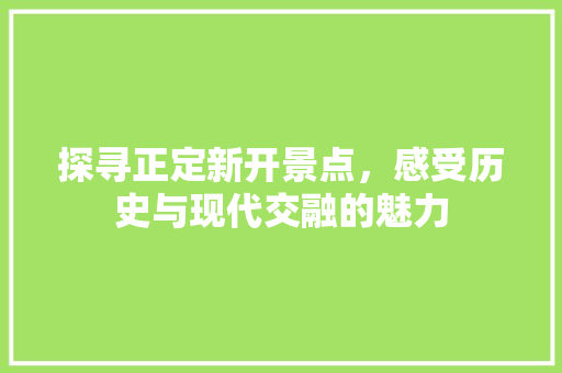 探寻正定新开景点，感受历史与现代交融的魅力