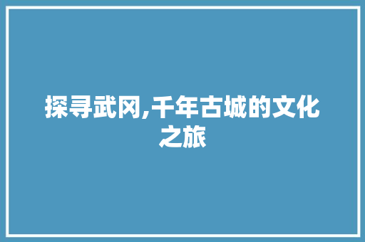 探寻武冈,千年古城的文化之旅