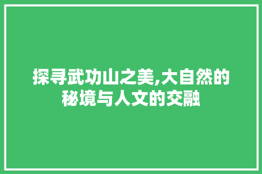 探寻武功山之美,大自然的秘境与人文的交融