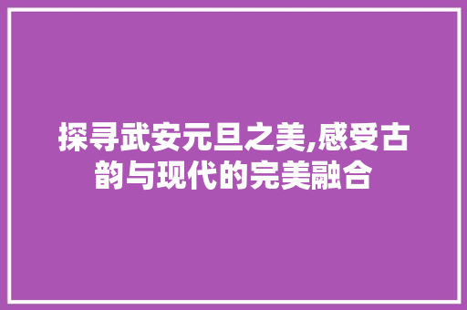 探寻武安元旦之美,感受古韵与现代的完美融合