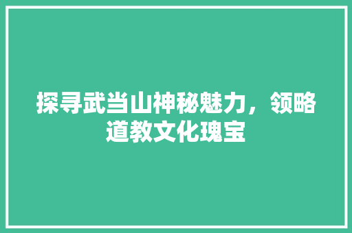 探寻武当山神秘魅力，领略道教文化瑰宝