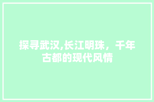 探寻武汉,长江明珠，千年古都的现代风情